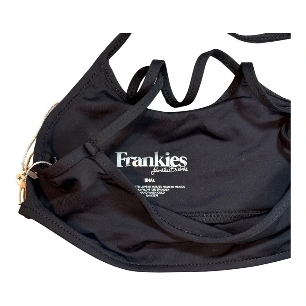 Frankies Bikinis Aleisha Eco Bikini Top in Black NWOT